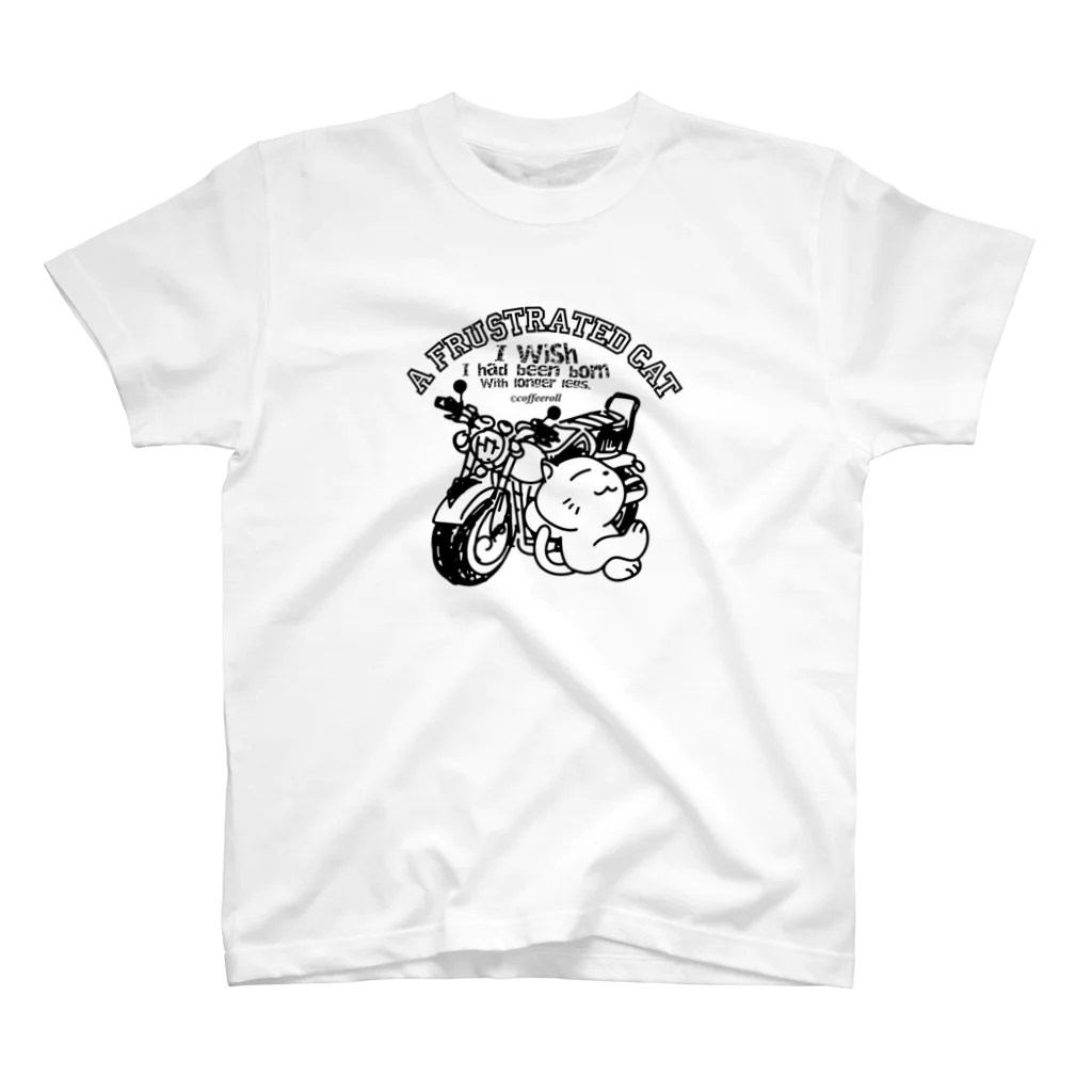 コーヒーロールのA FRUSTRATED CAT-01/バイクに乗りたかった猫 Regular Fit T-Shirt