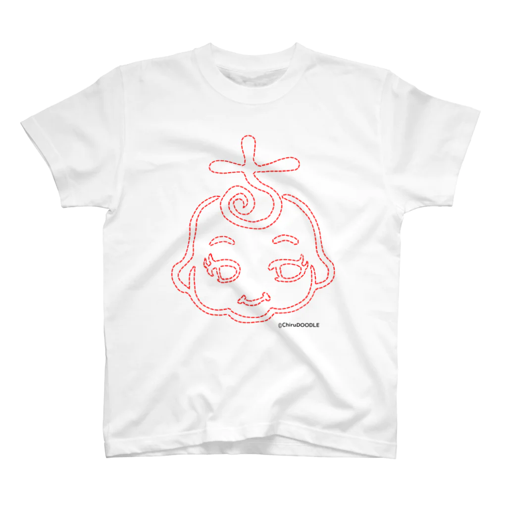 ChiruDOODLEの点線ちるピー　赤 スタンダードTシャツ