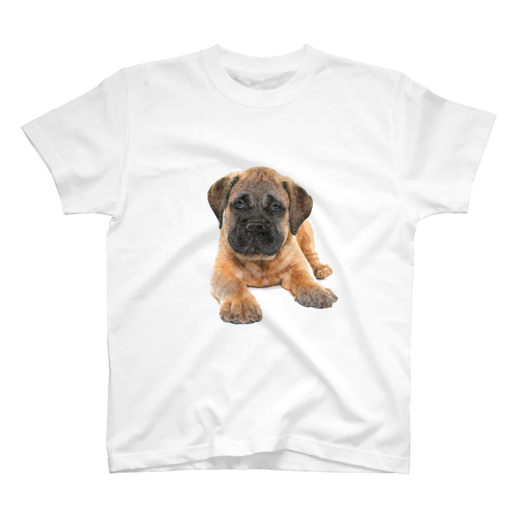 【CPPAS】Custom Pet Portrait Art Studioのブルマスティフの可愛い子犬 Regular Fit T-Shirt