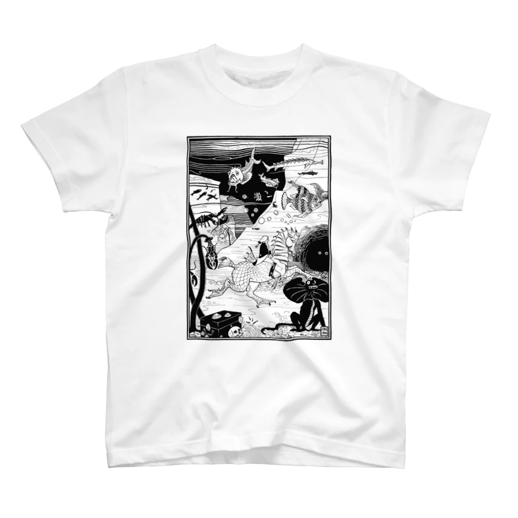 Saza-nami Antique designの深海王国・ブラックライン スタンダードTシャツ