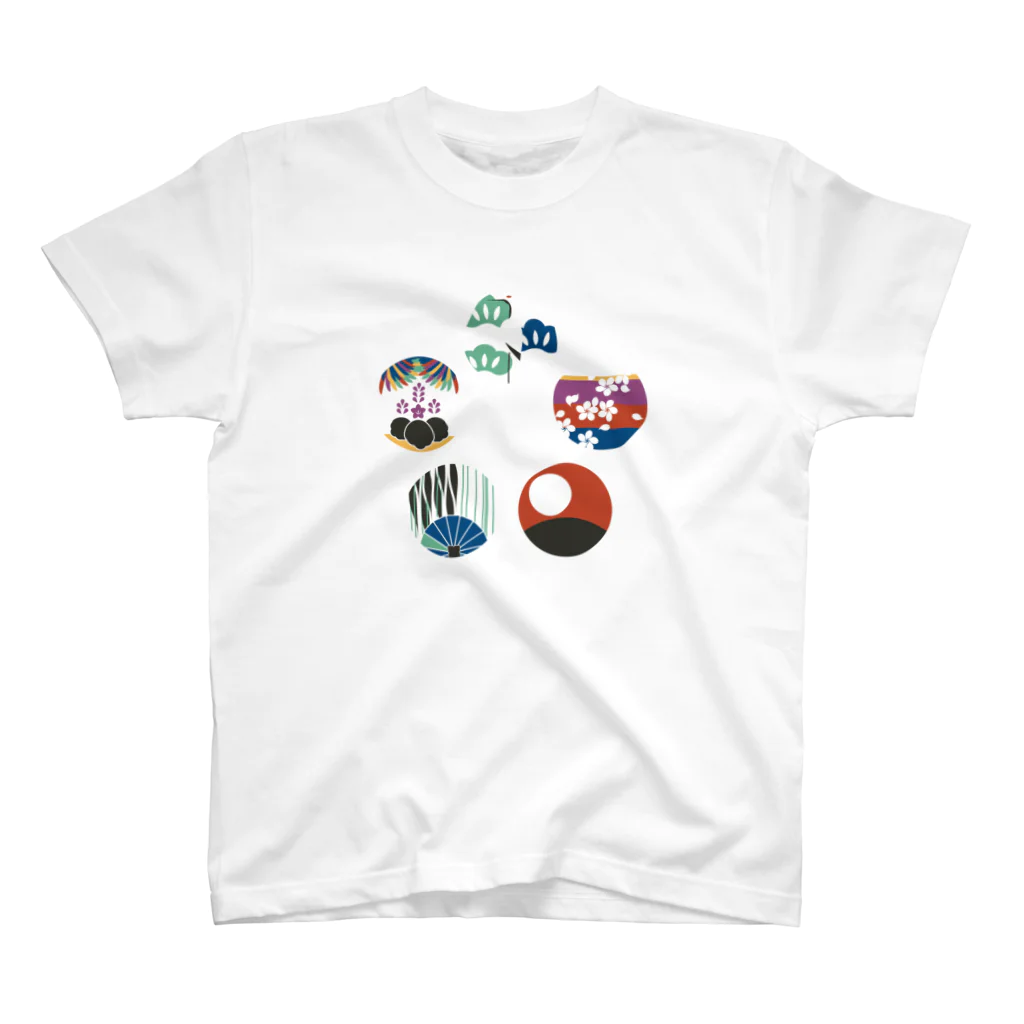 日下田の【まあるい花札】五光 スタンダードTシャツ