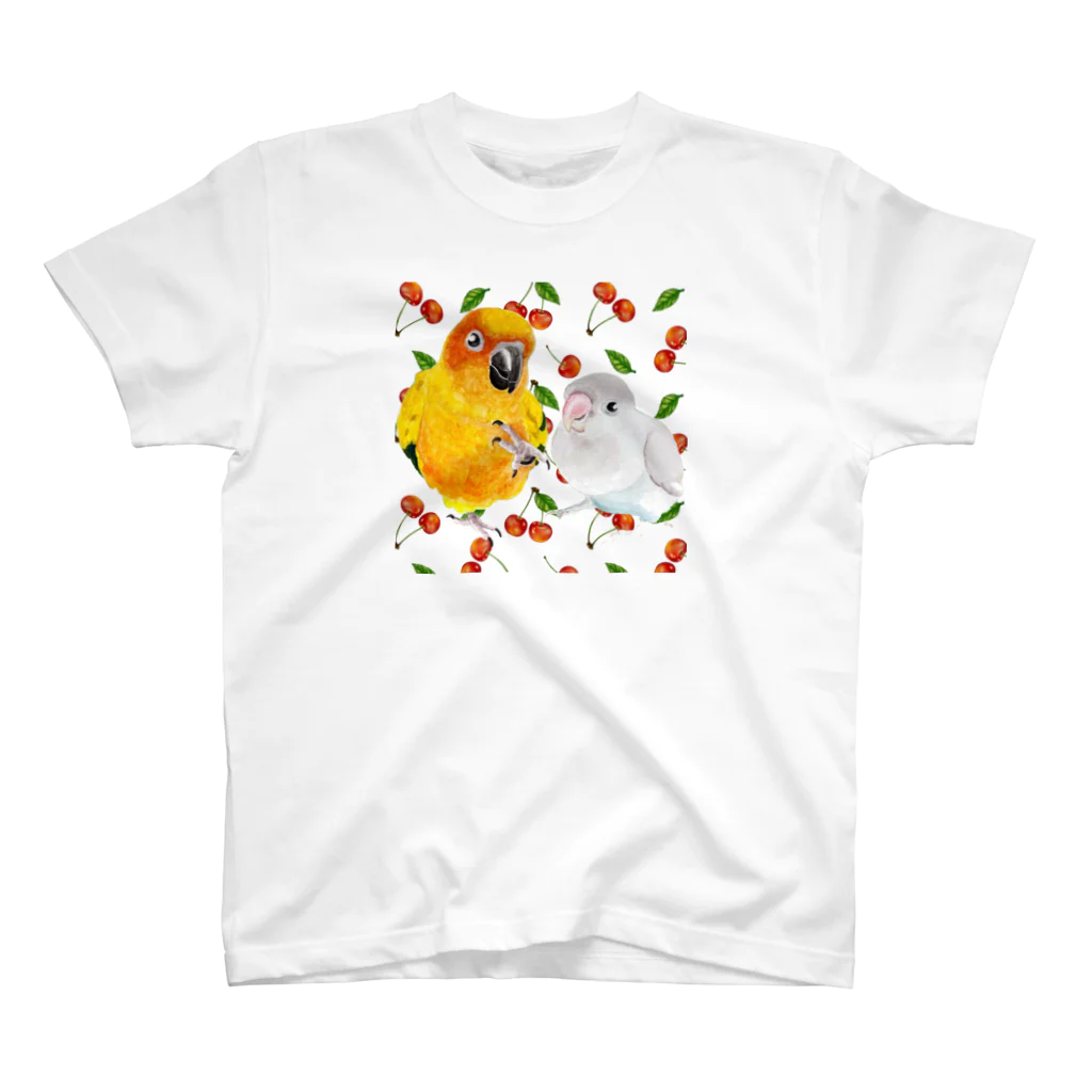 mariechan_koboの006 コガネメキシコインコとボタンインコ Regular Fit T-Shirt