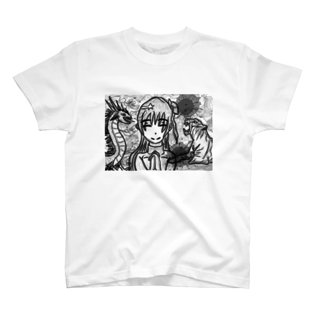 AkironBoy's_Shopの龍と虎の対決に平和を祈る少女。 スタンダードTシャツ