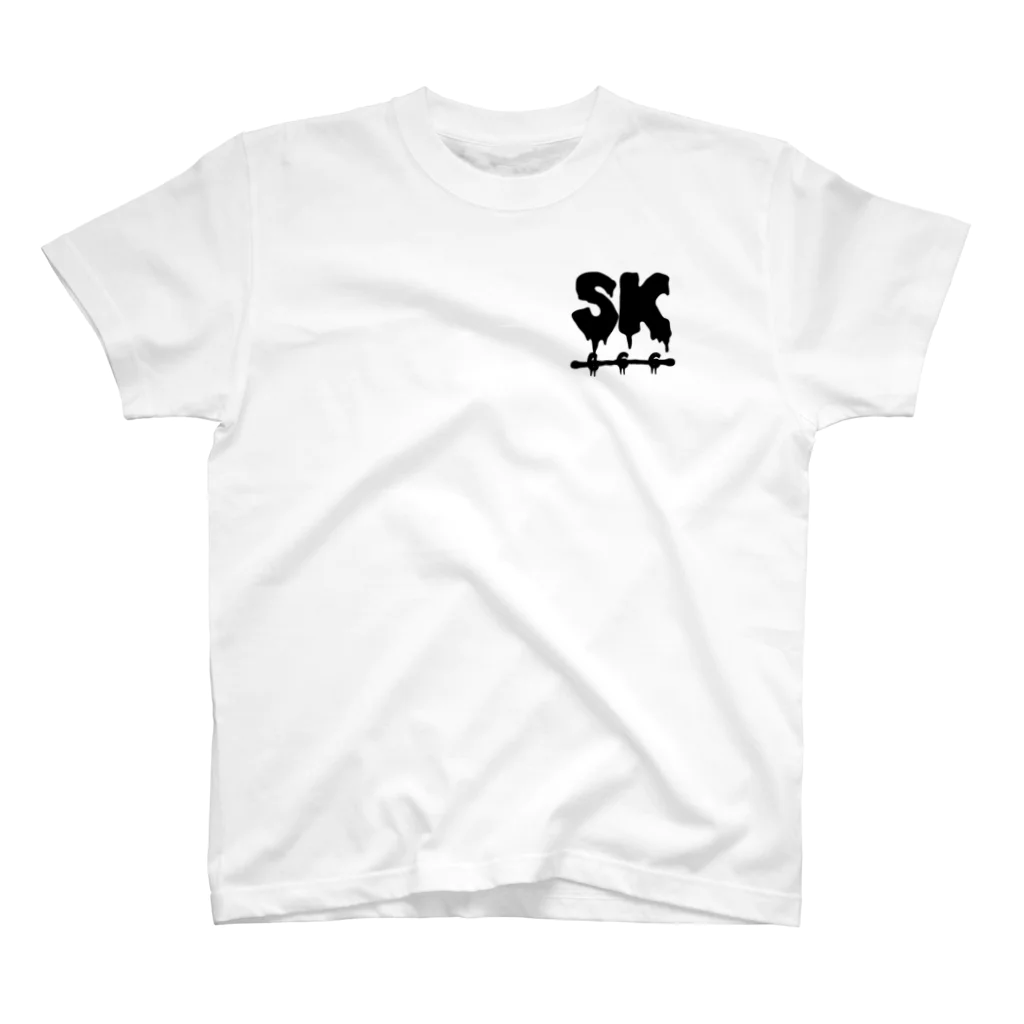 SK Strikethrough(666)のSK Strikethrough(666) Clothing - First Line White Regular Fit T-Shirt