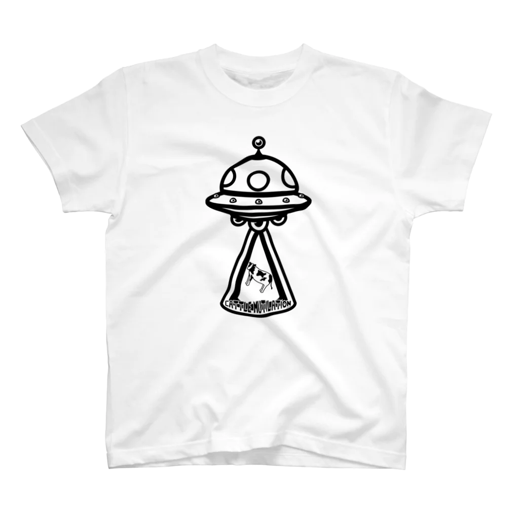 CɐkeccooのUFO★キャトルミューティレーション★ブラック スタンダードTシャツ