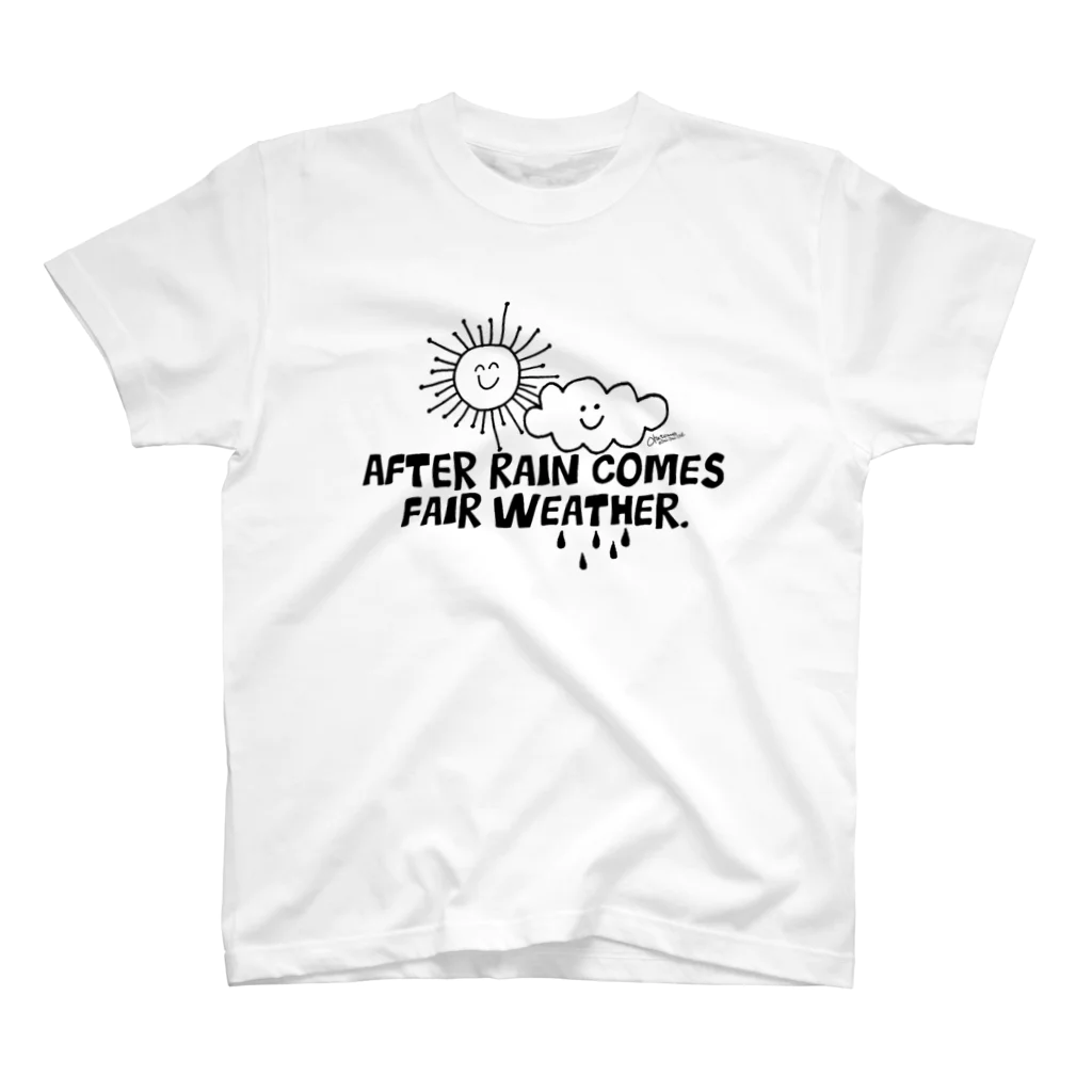 おべともショップの雨降って地固まる（モノクロ） スタンダードTシャツ