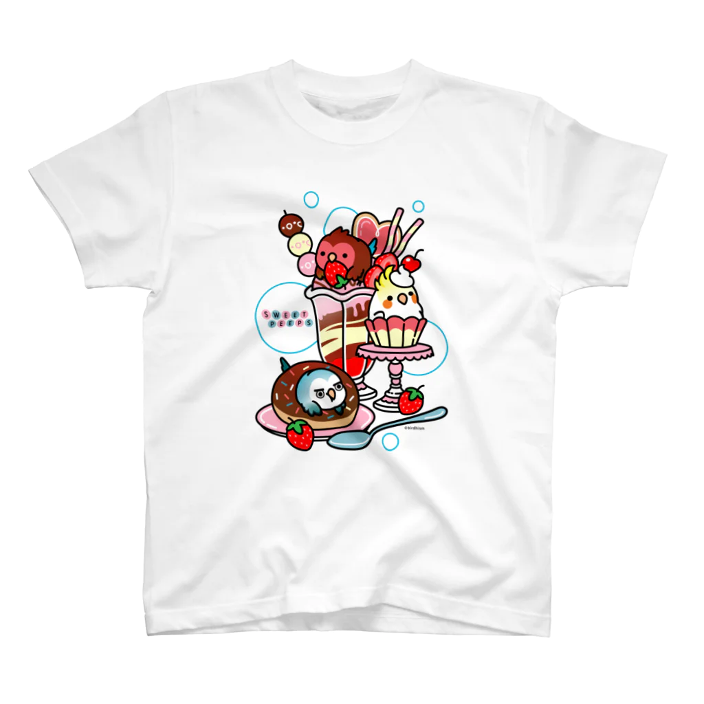 Cody the LovebirdのChubby Bird インコ　スウィーツ　Cody the Lovebird　コザクラインコ　オカメインコ スタンダードTシャツ