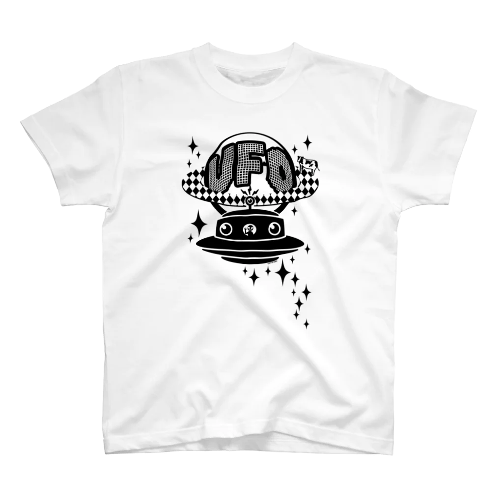 Cɐkeccooの宇宙にきらめく宇宙人★未確認飛行物体★UFO★‐ブラック Regular Fit T-Shirt