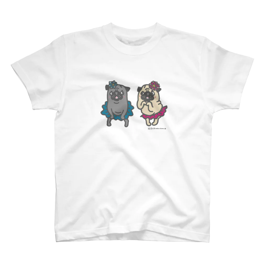 shishimaru-gmenのおなかぽよんアイドルパグちゃん☆ スタンダードTシャツ