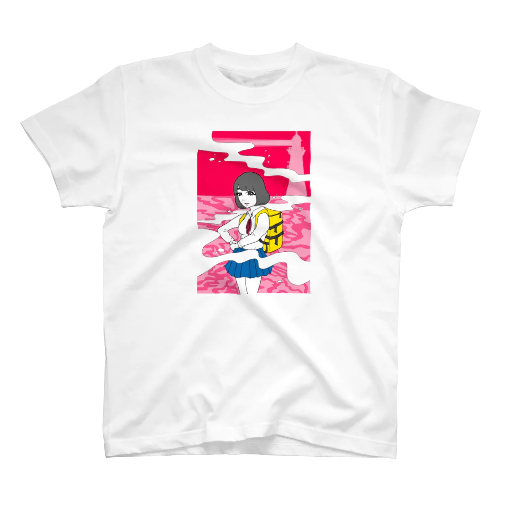 hara pekoの夕焼と女の子 スタンダードTシャツ