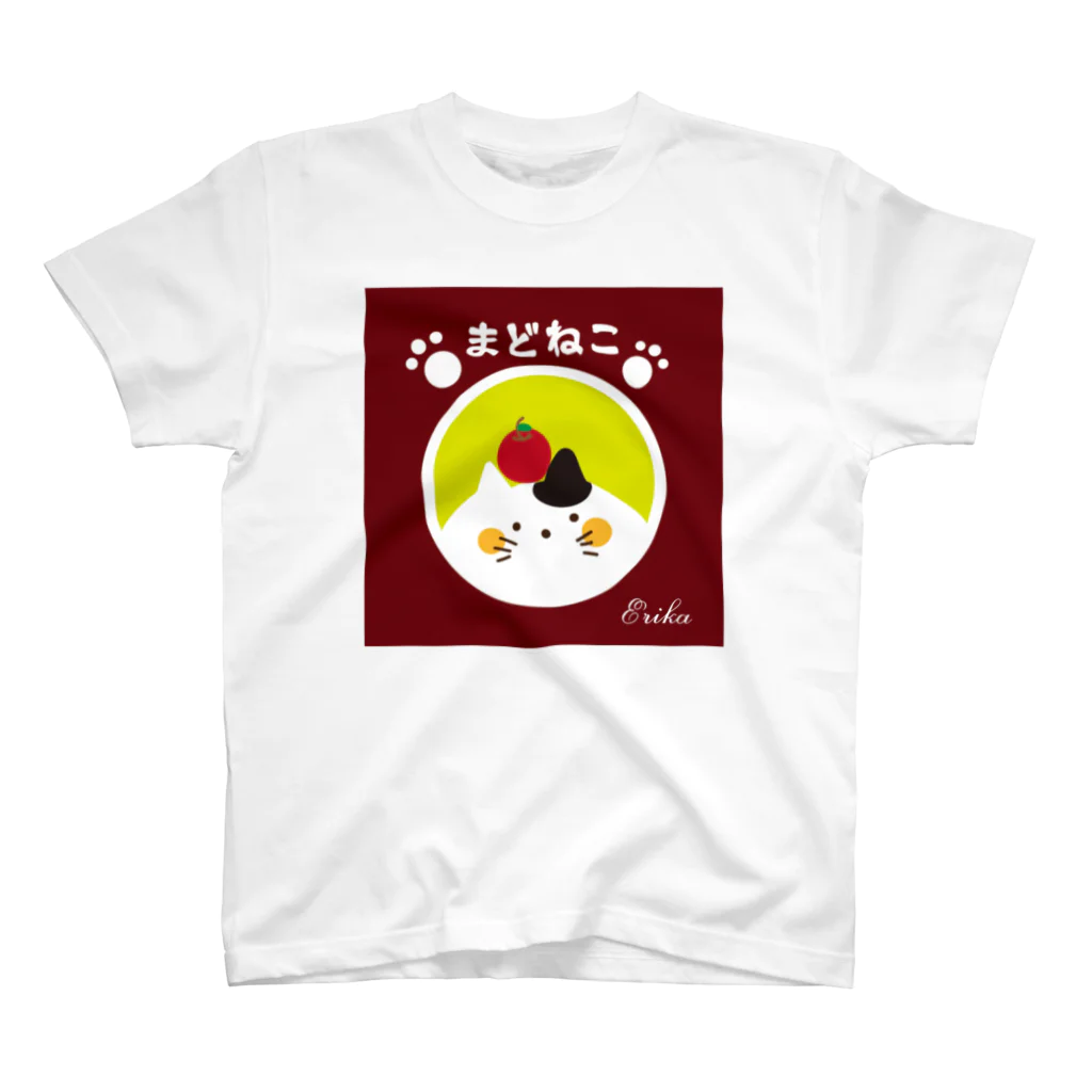 いろいろ屋【ぽむすとあ】のまどねこシリーズ❤ぶちねこちゃん スタンダードTシャツ