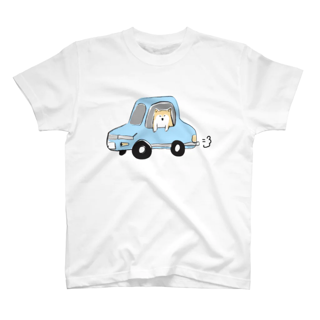 ぺろぺろぺろぺろ【せいこせんせい】の柴犬　in car スタンダードTシャツ