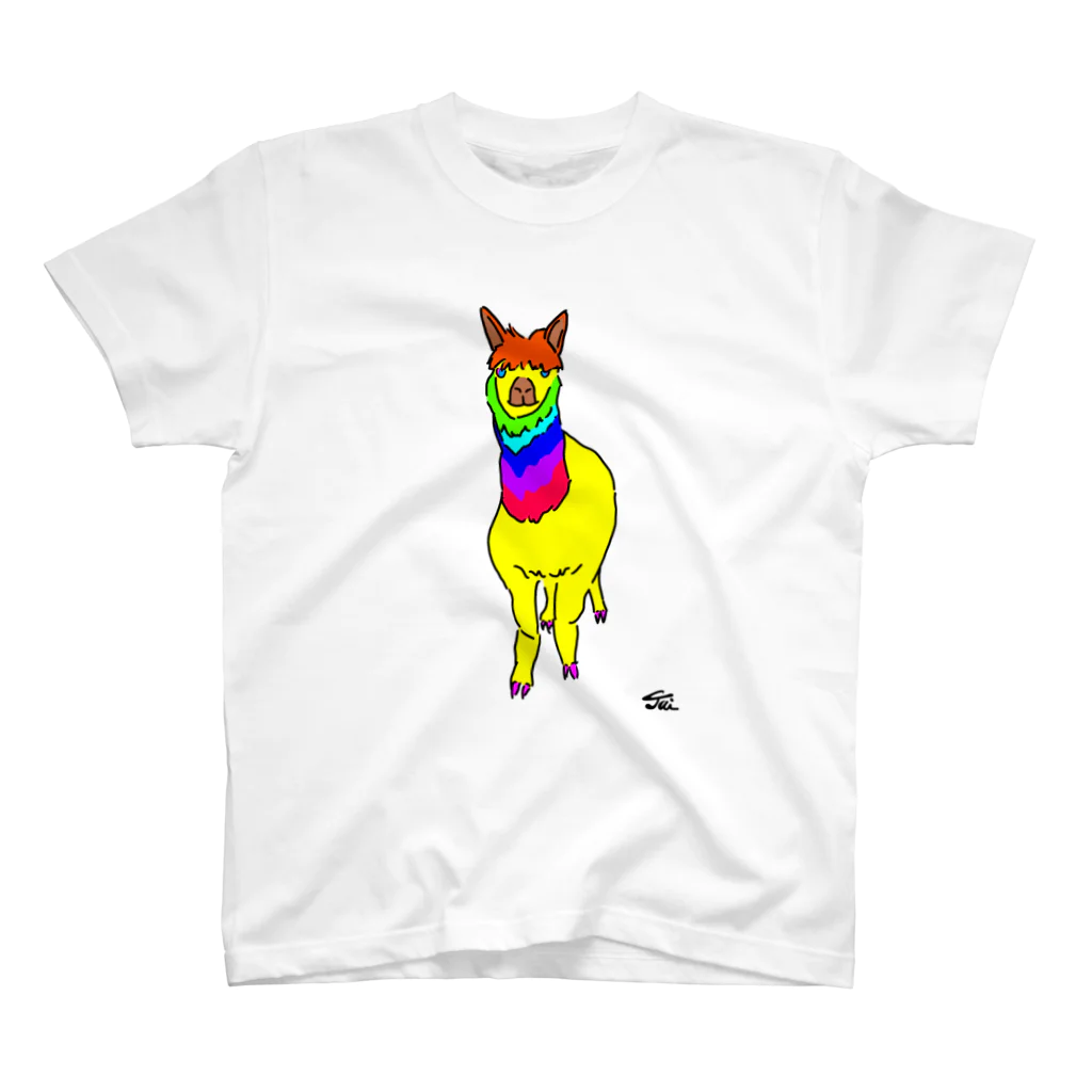 Sunny Heart　野生動物保護 wildlife carerのMETAPOP PACAPACA - yellow Regular Fit T-Shirt