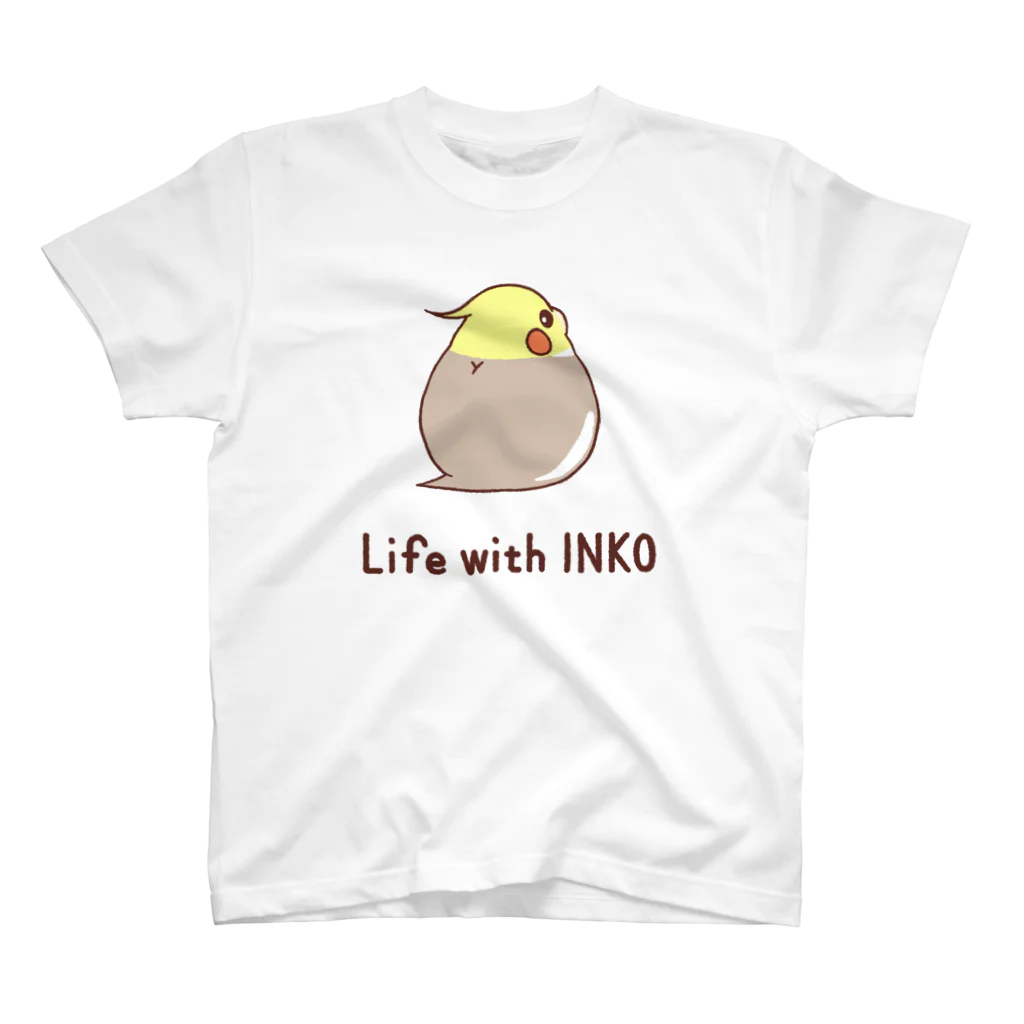 ろる→MEMORYのインコまんじゅう Ver.振り向き（オカメインコ　シナモン） スタンダードTシャツ