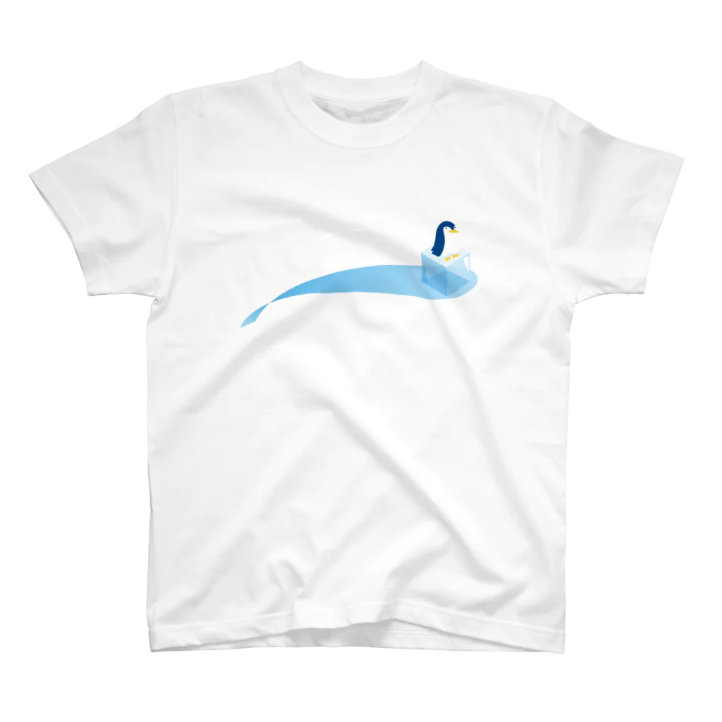雑貨屋きゅう＠suzuri支店の氷とペンギン（1羽） スタンダードTシャツ