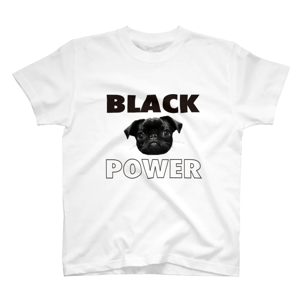 えんぴつのBLACK POWER パグ スタンダードTシャツ