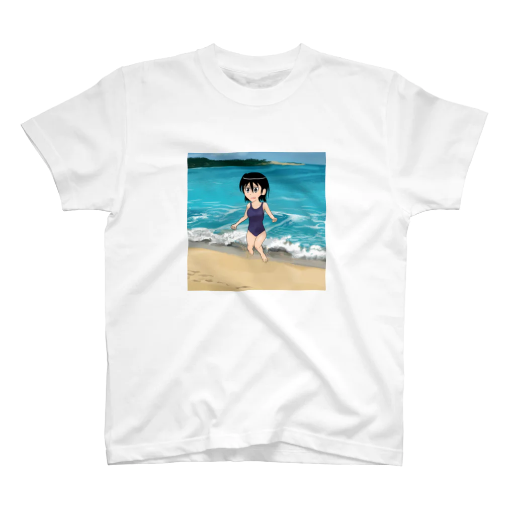 げーむやかんのスクール水着浜辺 Regular Fit T-Shirt