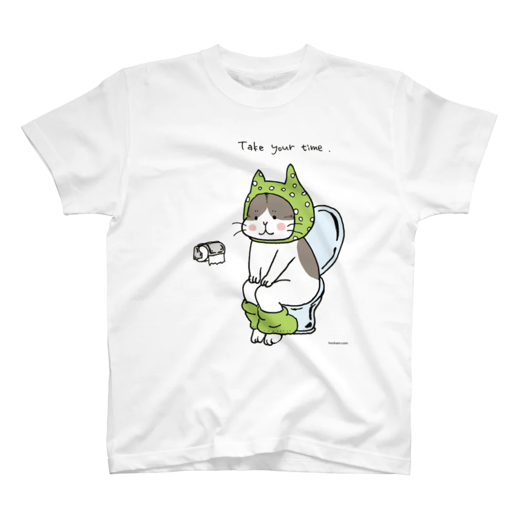 ほっかむねこ屋（アトリエほっかむ）のトイレねこ　緑色 スタンダードTシャツ