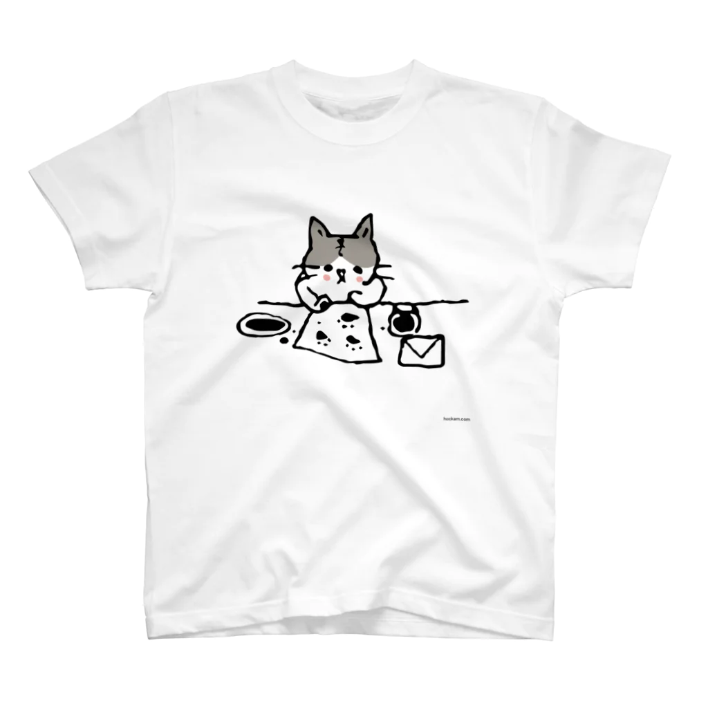 ほっかむねこ屋（アトリエほっかむ）のおてがみかくねこ スタンダードTシャツ