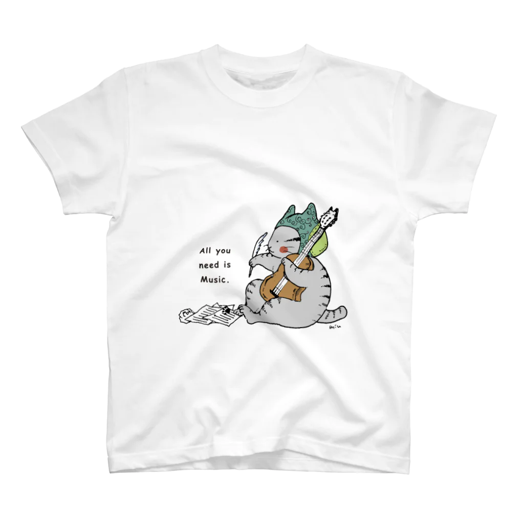 ほっかむねこ屋（アトリエほっかむ）の作曲するギターねこ Regular Fit T-Shirt