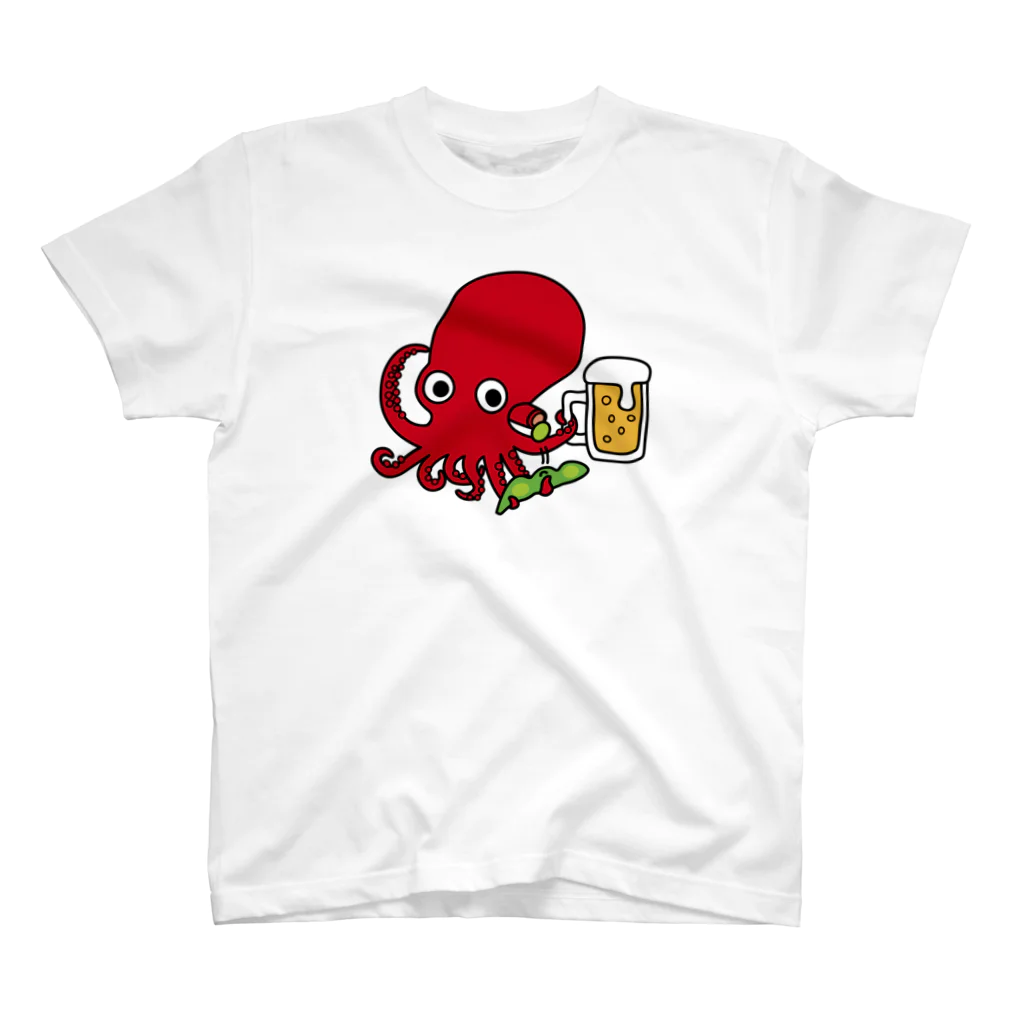 釣りバカ　Love Fishingの【NEW】タコとビールと枝豆 スタンダードTシャツ