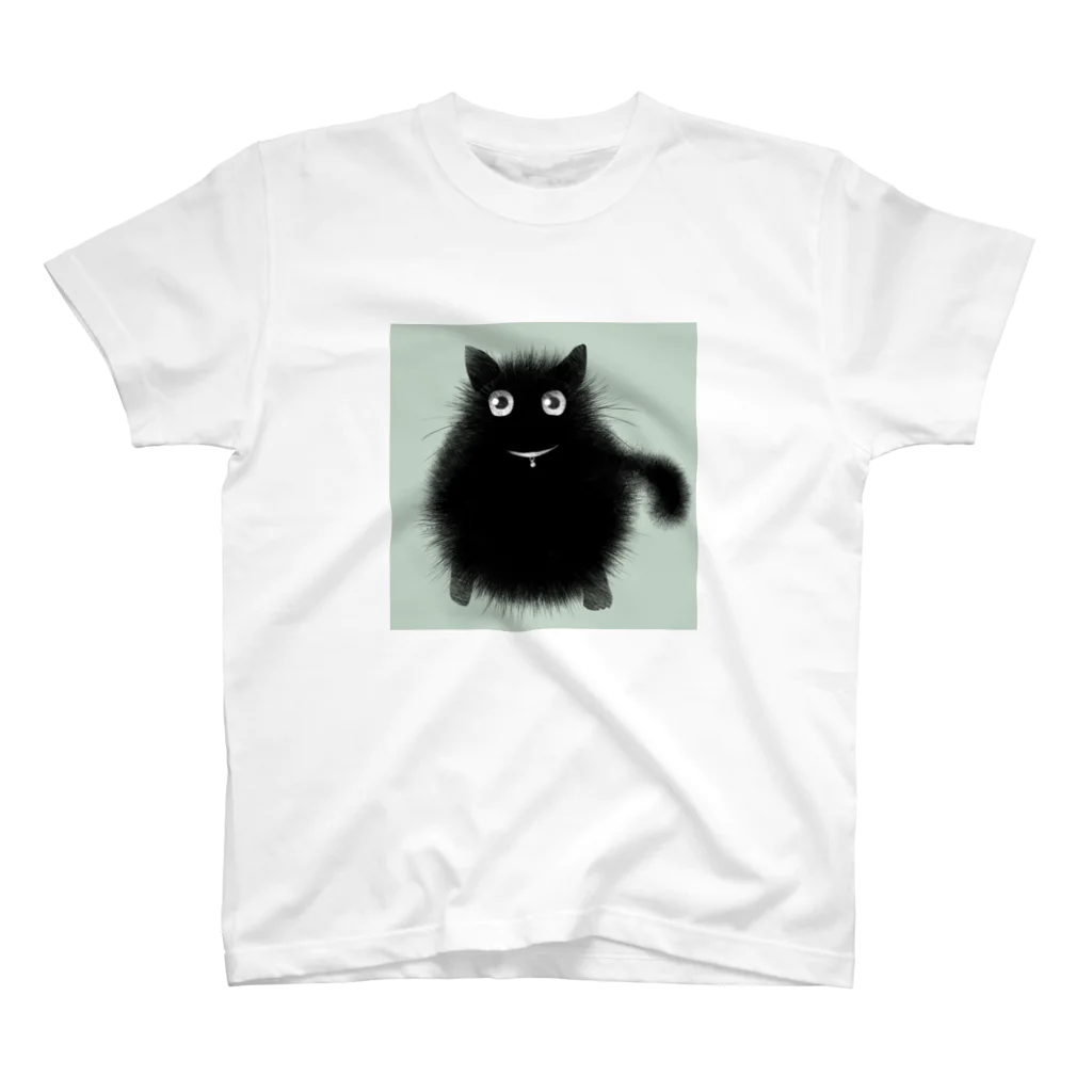 sorapikaの鈴の首輪付き黒猫 スタンダードTシャツ