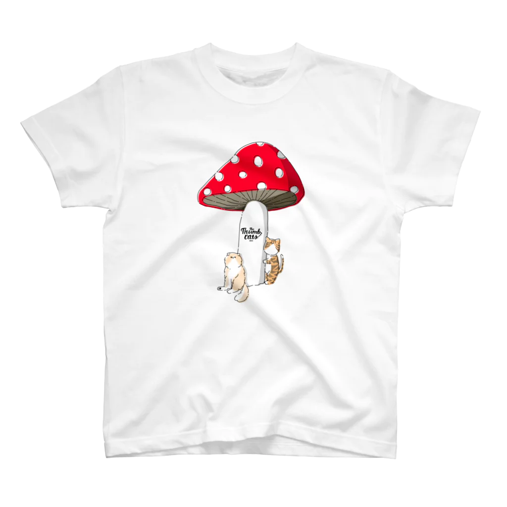 Sohi_Kiiroのキノコで雨宿りTシャツ【サムキャッツ】 スタンダードTシャツ