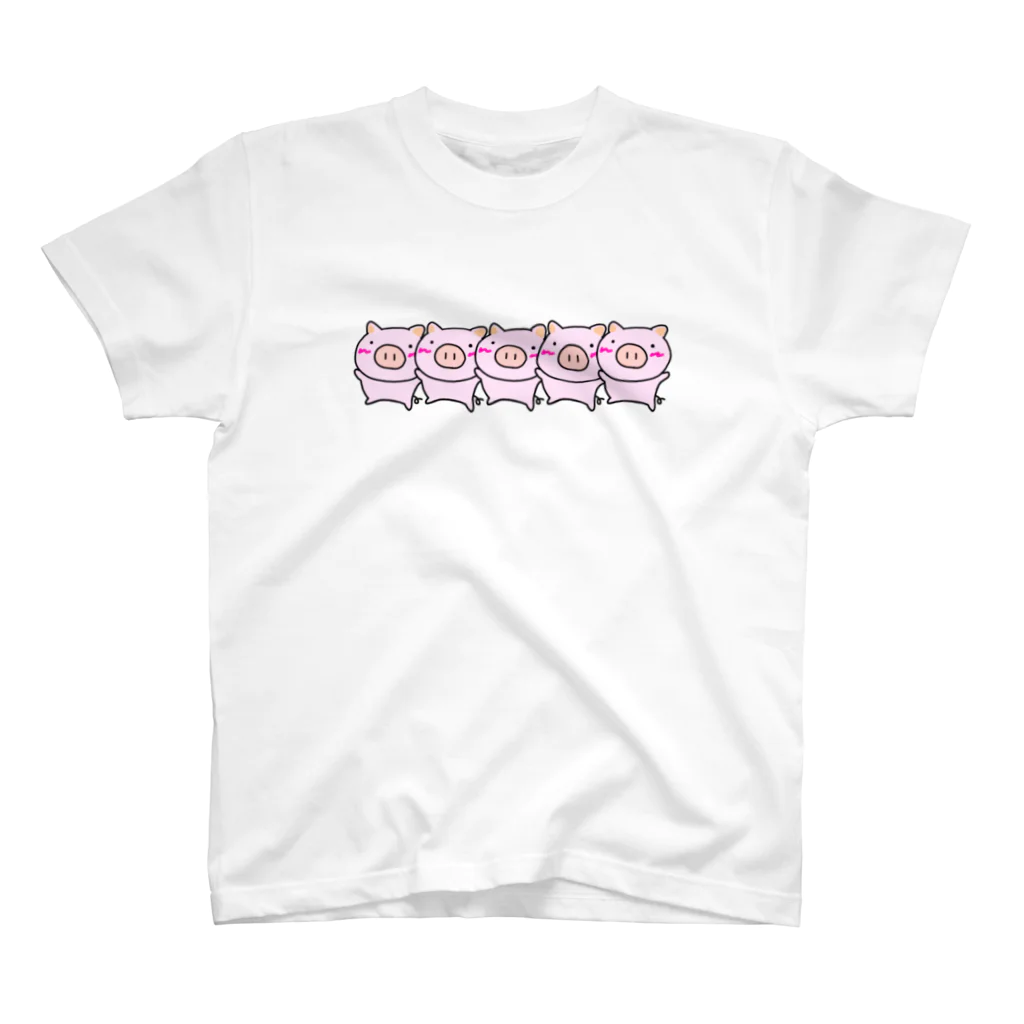 ぶたこさん。のぶたこのラインダンス(立) スタンダードTシャツ