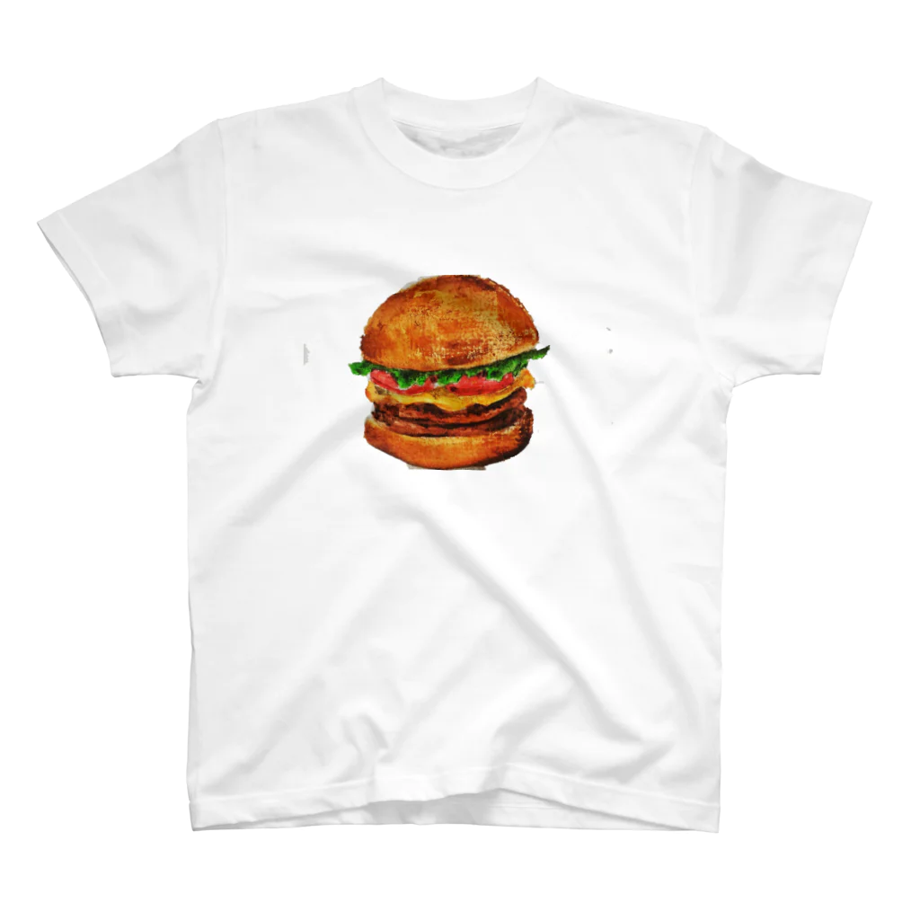 ぴーひゃら食べもの水彩画のハンバーガー水彩画♪ スタンダードTシャツ