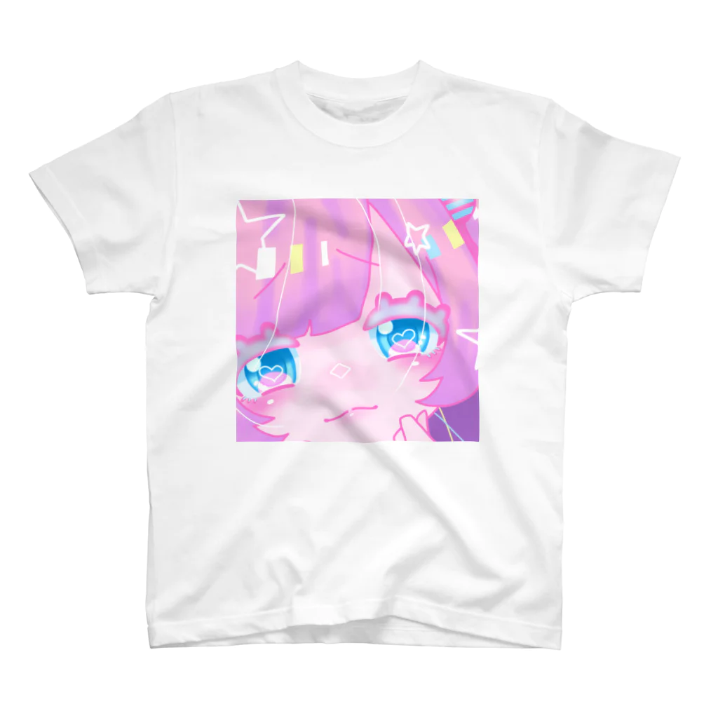 ぽぽろ🦇のピンクと水色のキラキラ女の子 Regular Fit T-Shirt