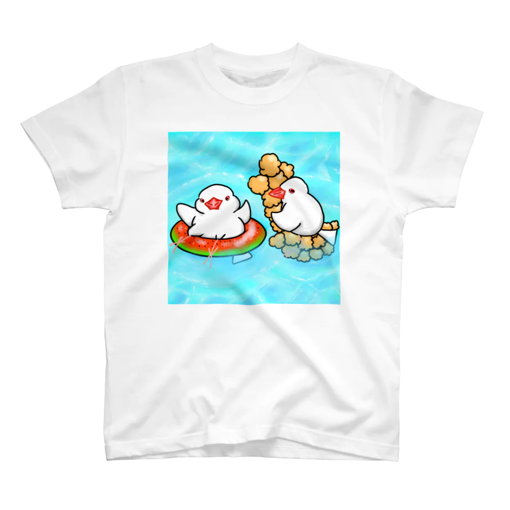 Lily bird（リリーバード）のぷかぷか水遊び文鳥ず スタンダードTシャツ