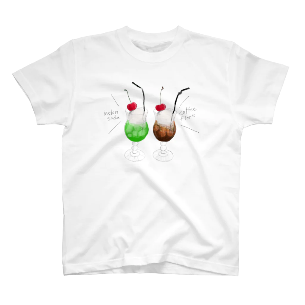 しま✳︎スイーツ/パティシエのメロンソーダとコーヒーフロート 티셔츠