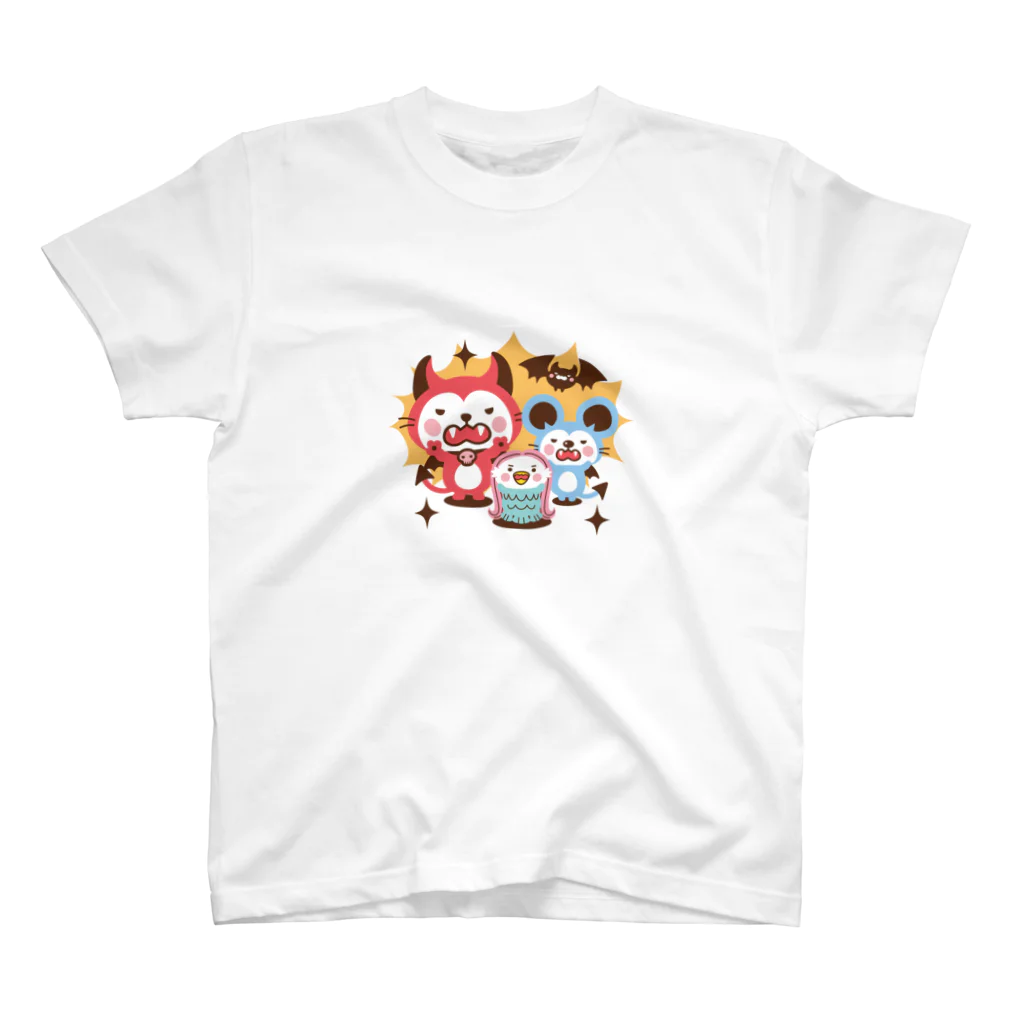 ミニマムユニヴァース@SUZURIのデビねこくんとデビねずちゃん Tシャツ アマビエ Regular Fit T-Shirt