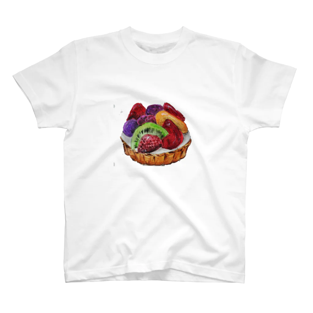 ぴーひゃら食べもの水彩画のフルーツタルト水彩画♪ Regular Fit T-Shirt