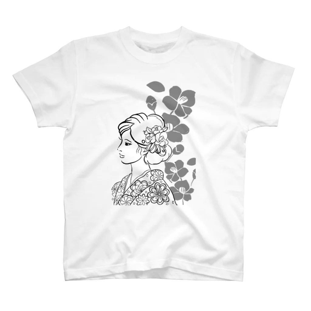 ki’s stampのWabisabiー椿(モノクロ) Regular Fit T-Shirt