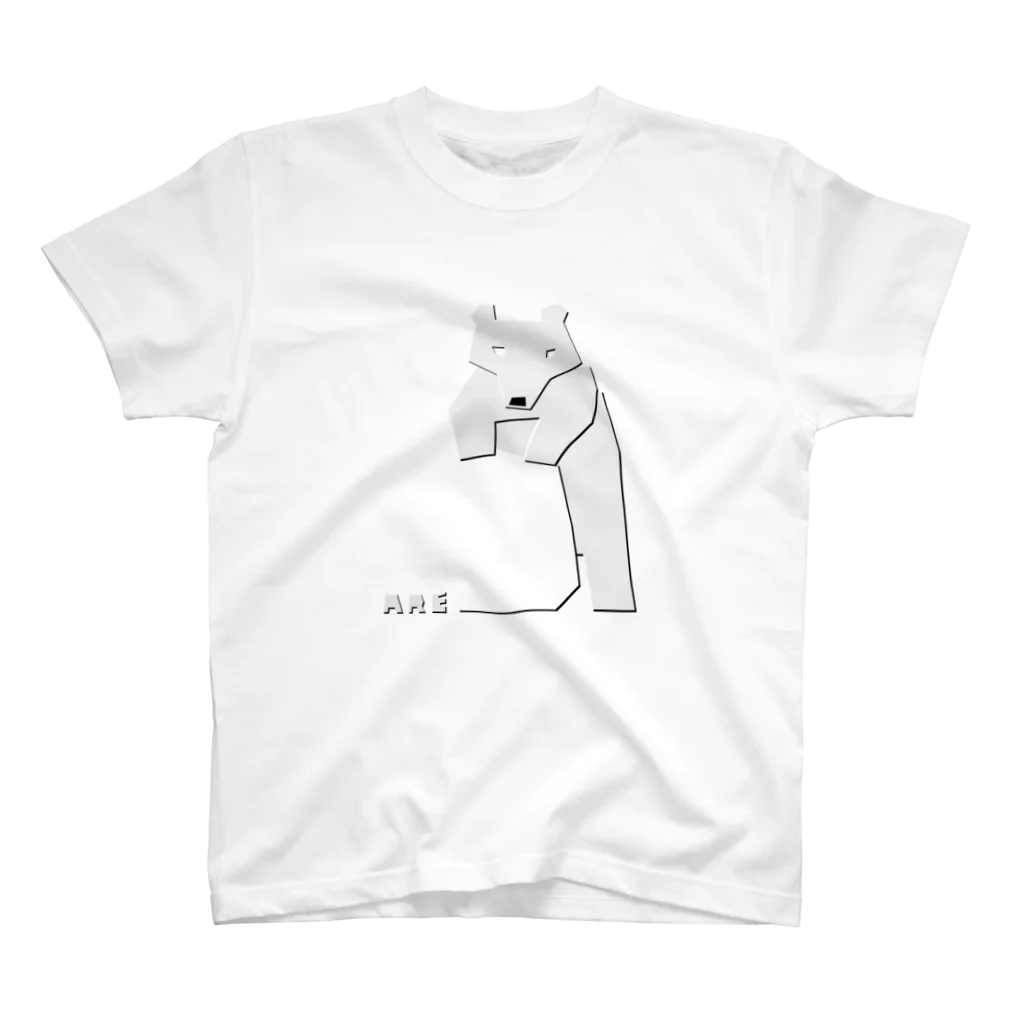 ARE（あれ）屋の熊の木彫り（白／岩に前足） Regular Fit T-Shirt