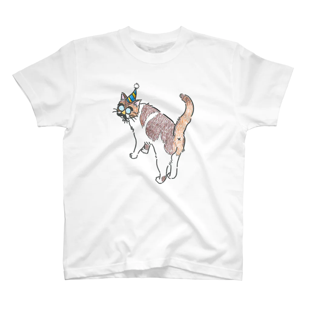 northfieldの宴を楽しむ猫(浮かれ鼻メガネ) スタンダードTシャツ