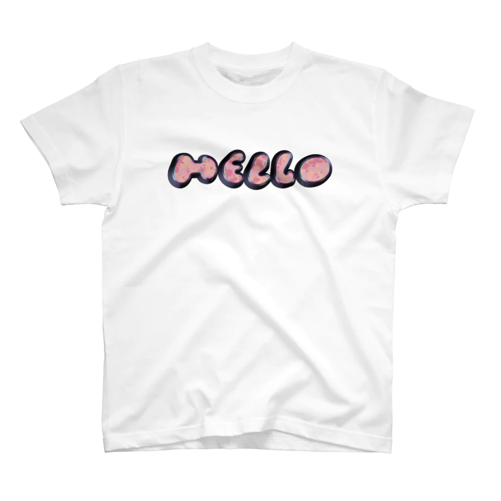 TOMOS martのHELLO pink stain スタンダードTシャツ