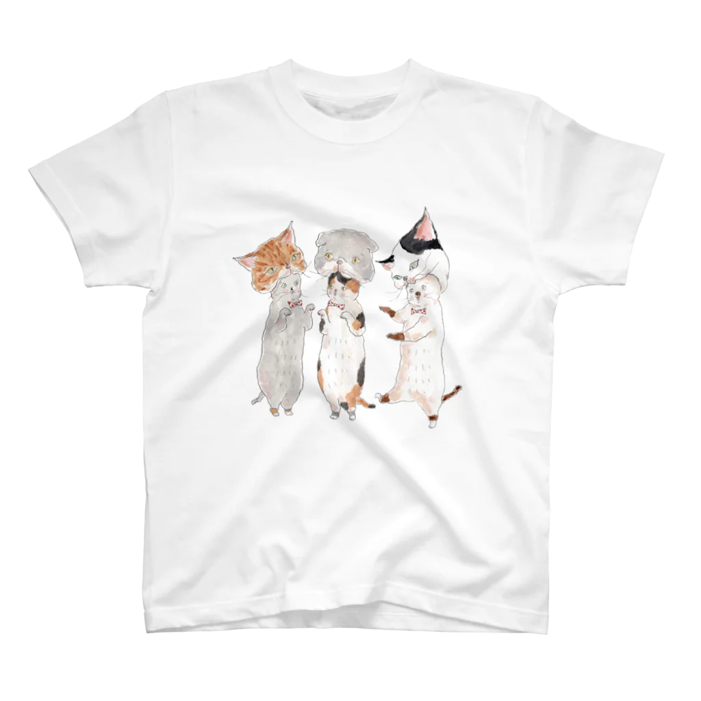 トコロコムギのねこがぶりにゃんこ Regular Fit T-Shirt