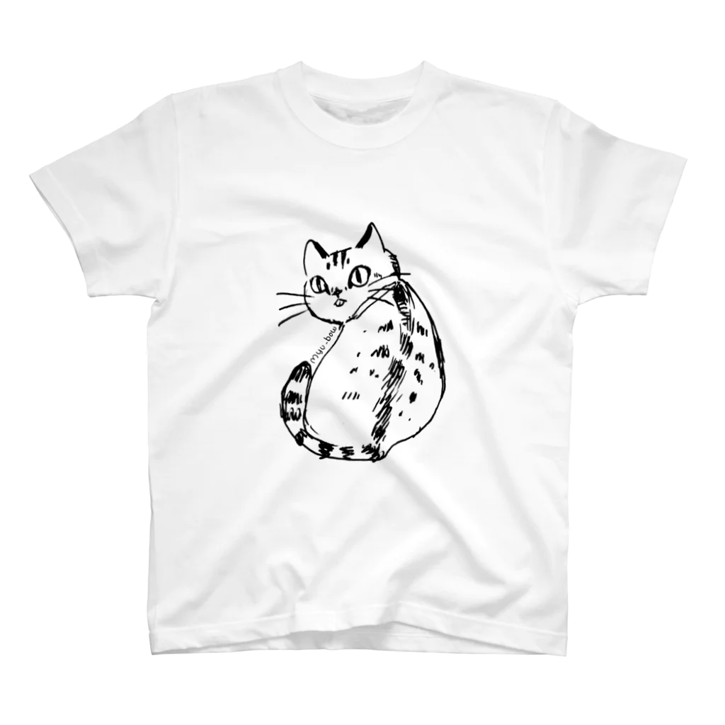 myu-bowのふりむき、きじとら スタンダードTシャツ