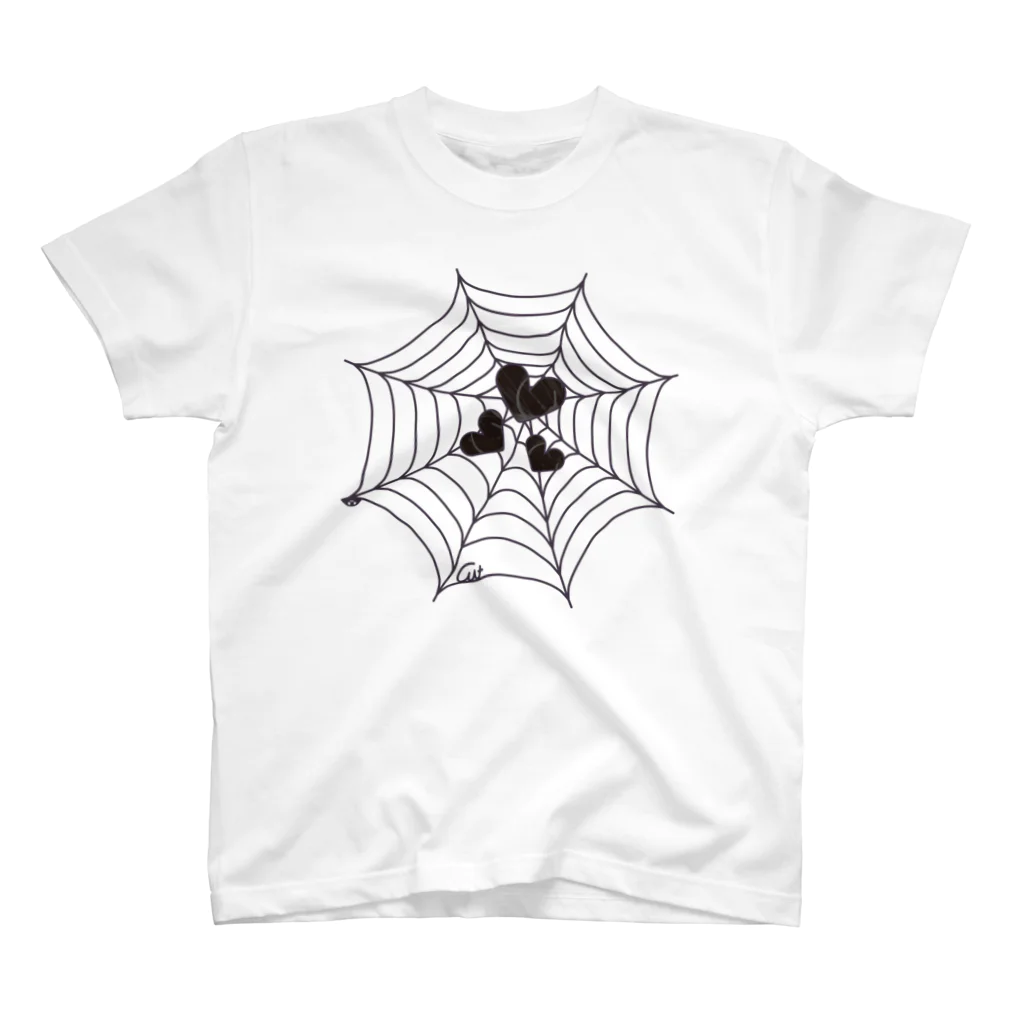 イラスト MONYAAT のハートをキャッチな蜘蛛の巣D スタンダードTシャツ