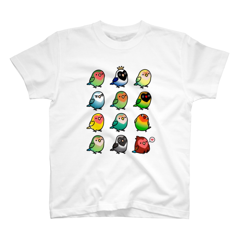 Cody the LovebirdのChubby Bird ラブバード大集合　（コザクラインコ＆ボタンインコ）  Regular Fit T-Shirt