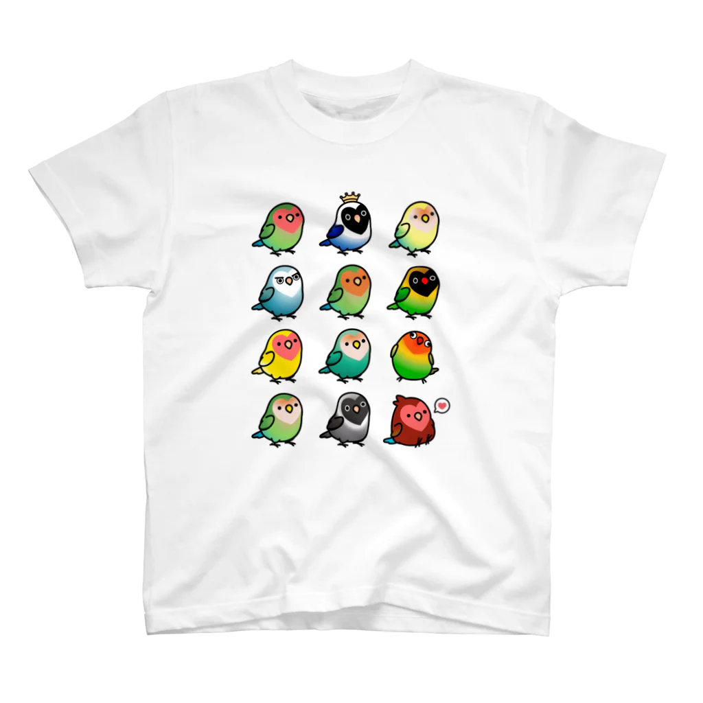 Cody the LovebirdのChubby Bird ラブバード大集合　（コザクラインコ＆ボタンインコ）  スタンダードTシャツ