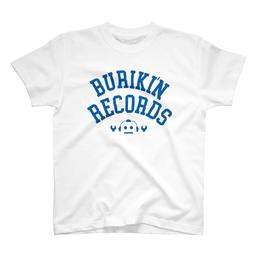 BURIKI'N RECORDSのブリキン定番ロゴ(スモーキーブルーロゴ) スタンダードTシャツ