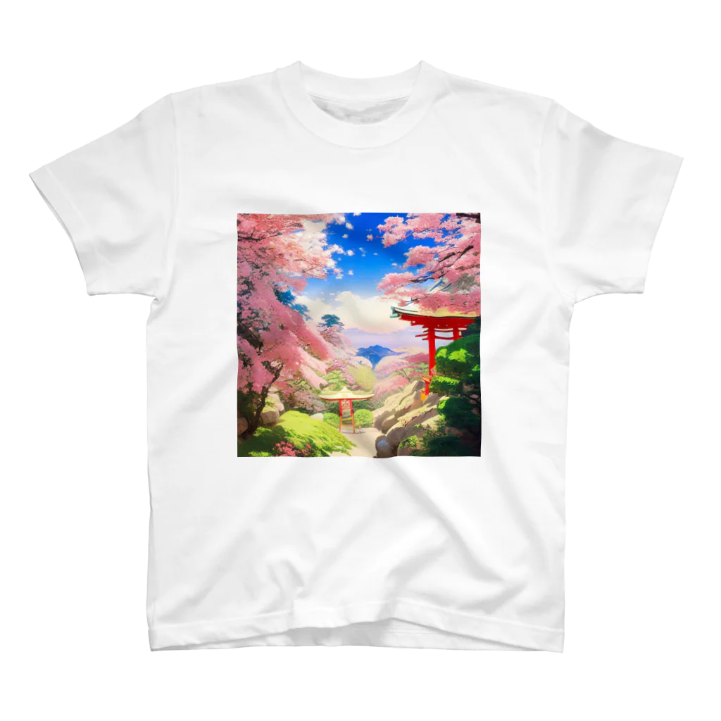 Beautiful_Landscapeの桜・鳥居・青空　その１ スタンダードTシャツ