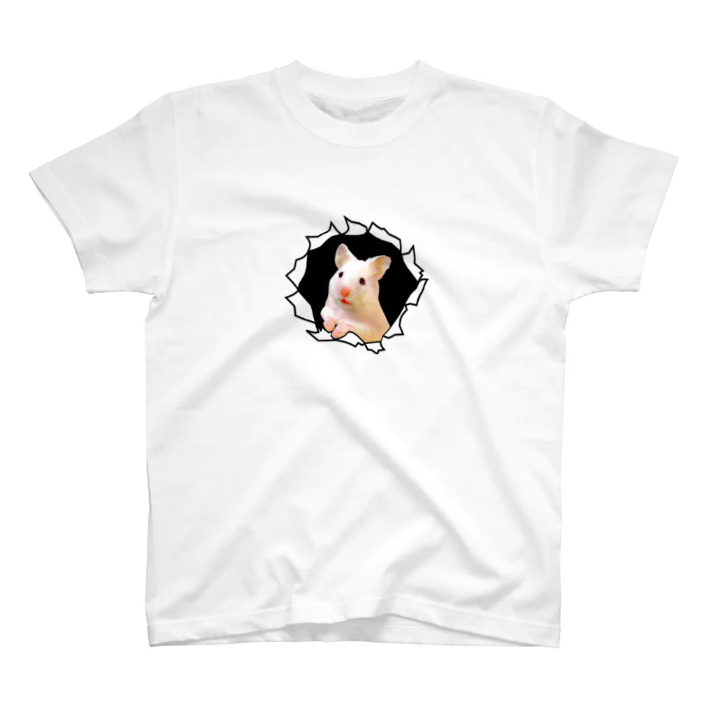 動物愛好家 | Animal Loverの突き出てくるハムちゃん スタンダードTシャツ