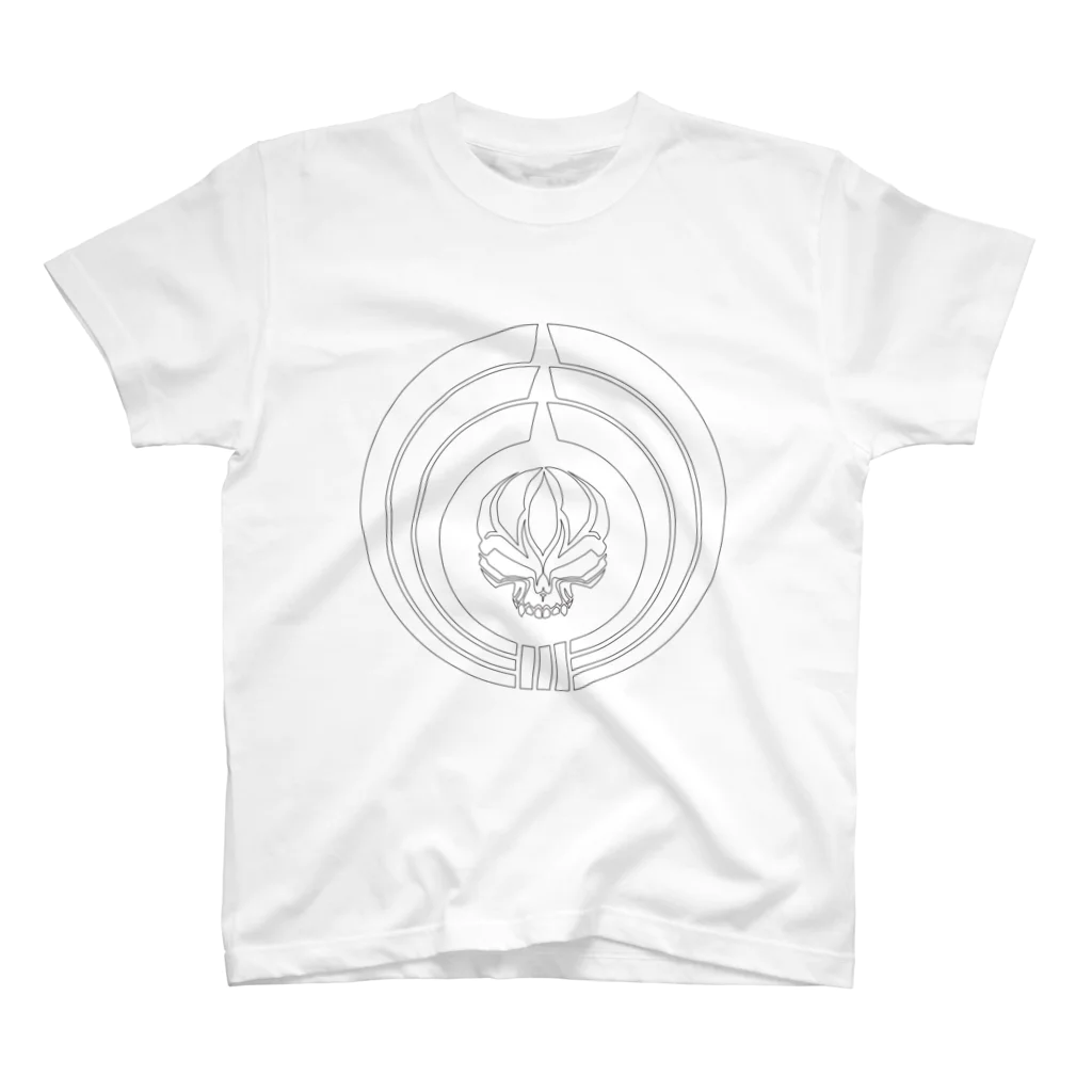 Ａ’ｚｗｏｒｋＳの熨斗輪に髑髏 黒枠白（オリジナル家紋シリーズ） スタンダードTシャツ