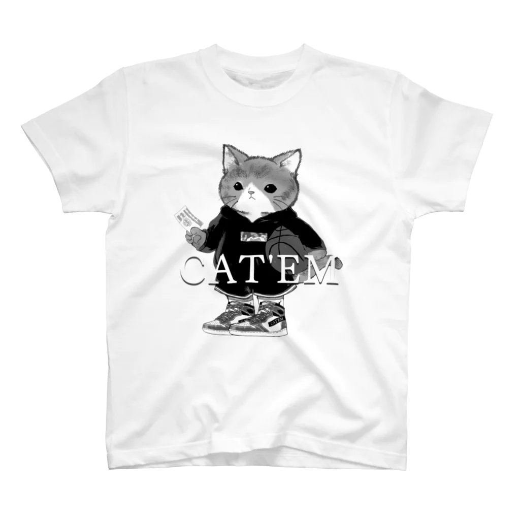 CAT'EM キャッテム　スニーカーを履いた猫のブランドのBASKE CAT 'Shadow'　スニーカーを履いた猫のブランド スタンダードTシャツ