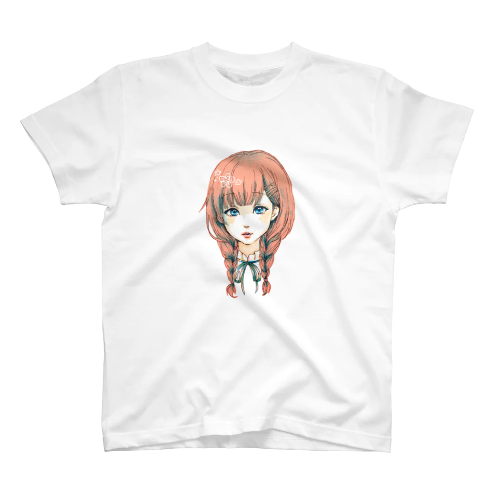 🐶シュナといろいろ🎨の三つ編み女の子 スタンダードTシャツ