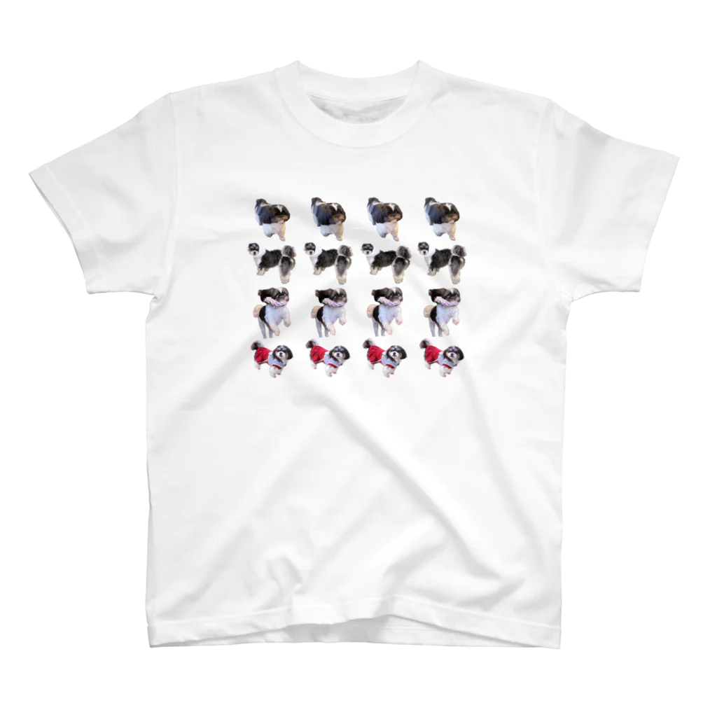 シーズーっぽいしろくろの犬たちのTAMA'S IPPAI 티셔츠